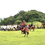 3 zozo elders and horseback riders during block inauguration