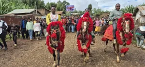 Inauguration du nouveau bâtiment scolaire de Tulla 1 horsemen preceeding short parade to the school